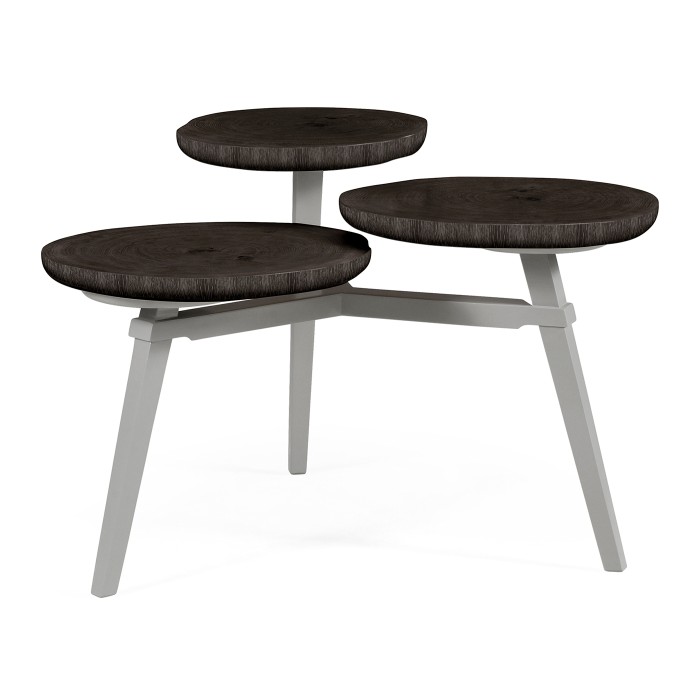 Architectural Three Multi-Layered Circular Black Mocha Oak Oyster Coffee Table