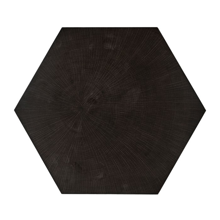 Architectural Hexagonal Black Mocha Oak Oyster Lamp Table