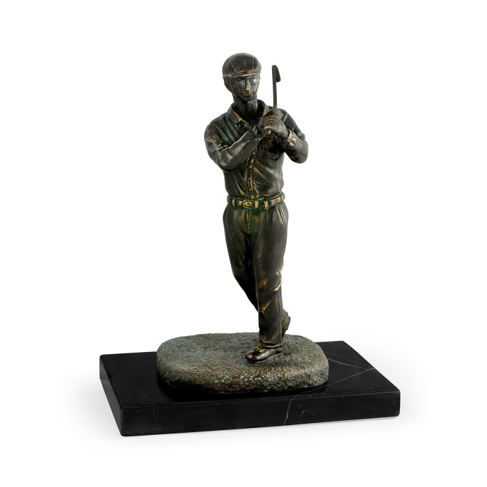 Pair of Dark Antique Bronze Golfer Bookends