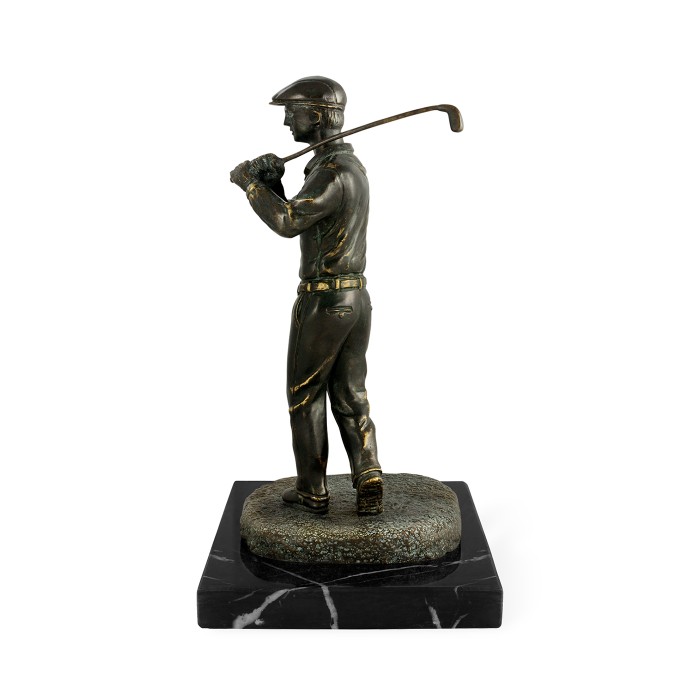 Pair of Dark Antique Bronze Golfer Bookends