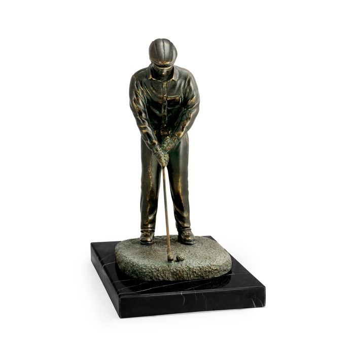 Pair of Dark Antique Bronze Golfer Bookends