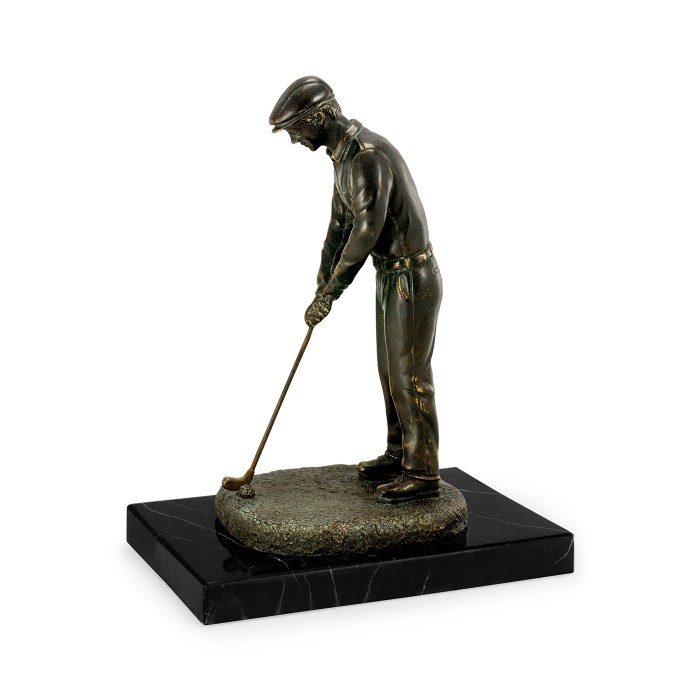 Pair of Dark Antique Bronze Golfer Bookends