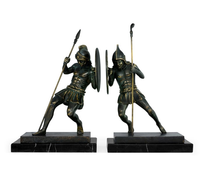 Pair of Dark Bronze Combatant Bookends