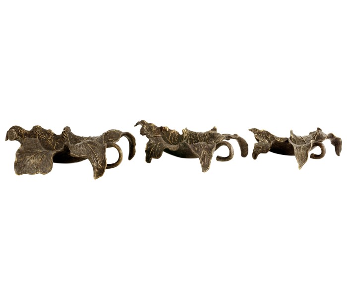Three Rustic Bronze Leaf Dishes