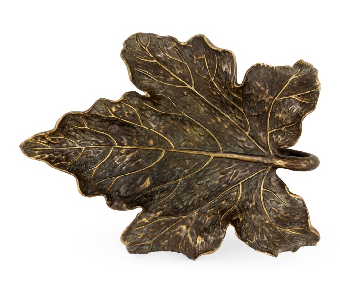 Three Rustic Bronze Leaf Dishes