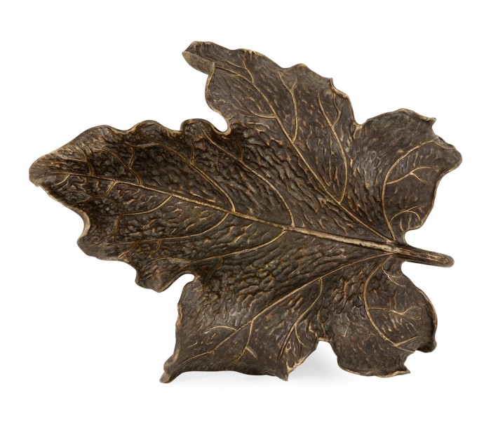 Three Rustic Bronze Leaf Dishes
