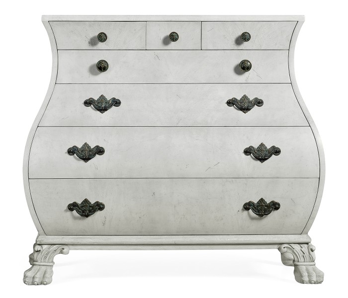 Grey mahogany bombe chest