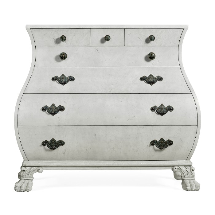 Grey mahogany bombe chest