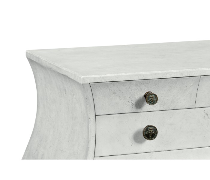Grey mahogany bombe chest