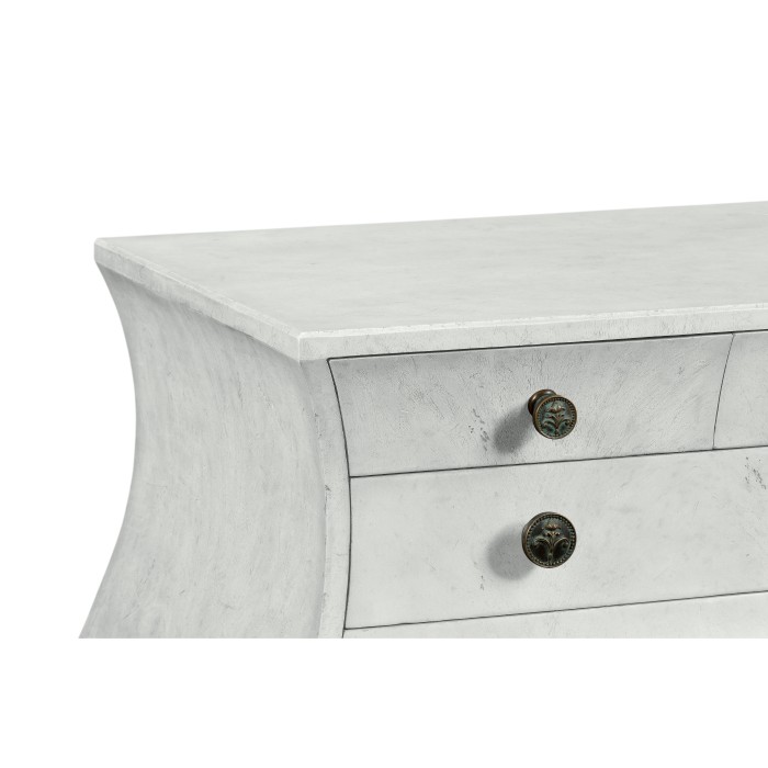 Grey mahogany bombe chest