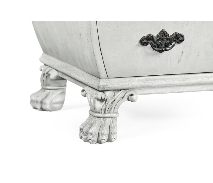 Grey mahogany bombe chest