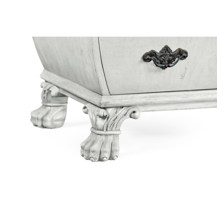 Grey mahogany bombe chest