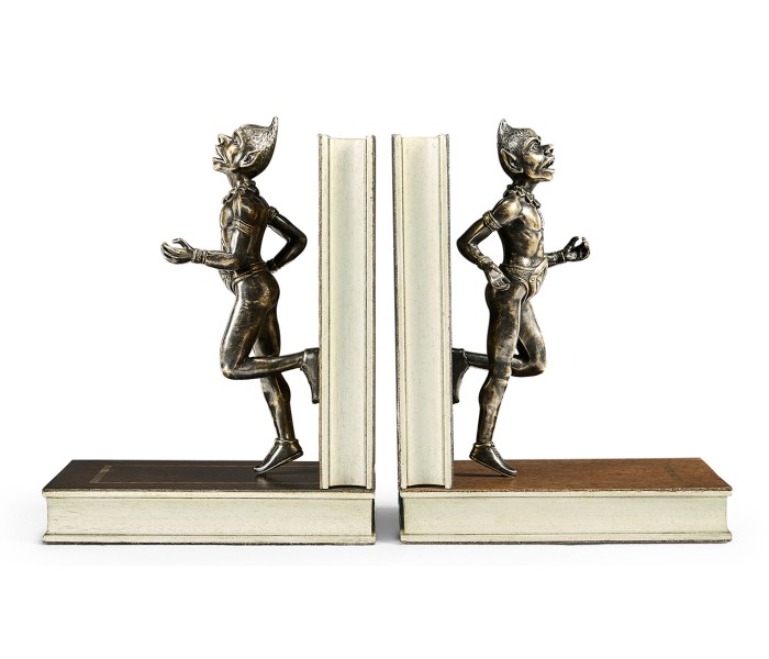 Pair of Antique Dark Bronze Elf Bookends