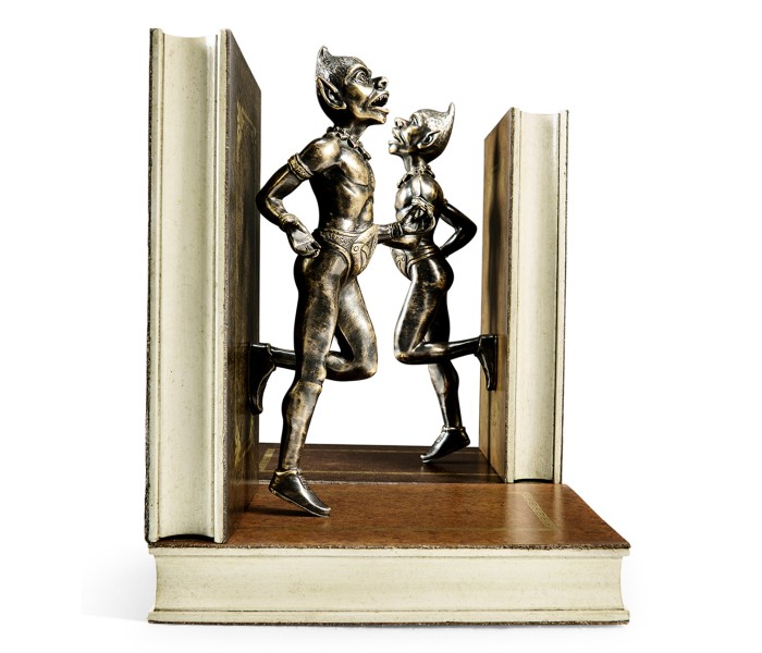 Pair of Antique Dark Bronze Elf Bookends