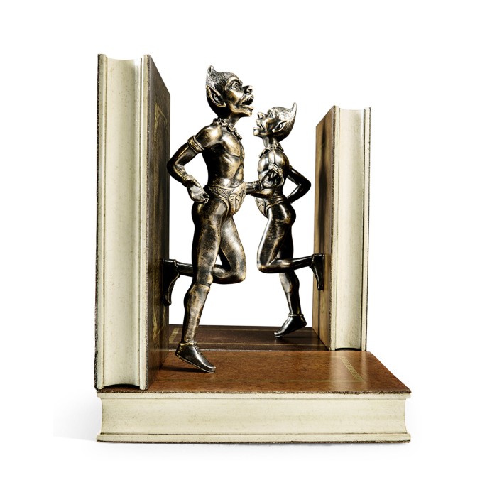 Pair of Antique Dark Bronze Elf Bookends