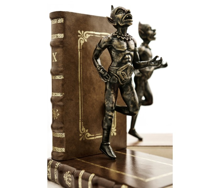 Pair of Antique Dark Bronze Elf Bookends