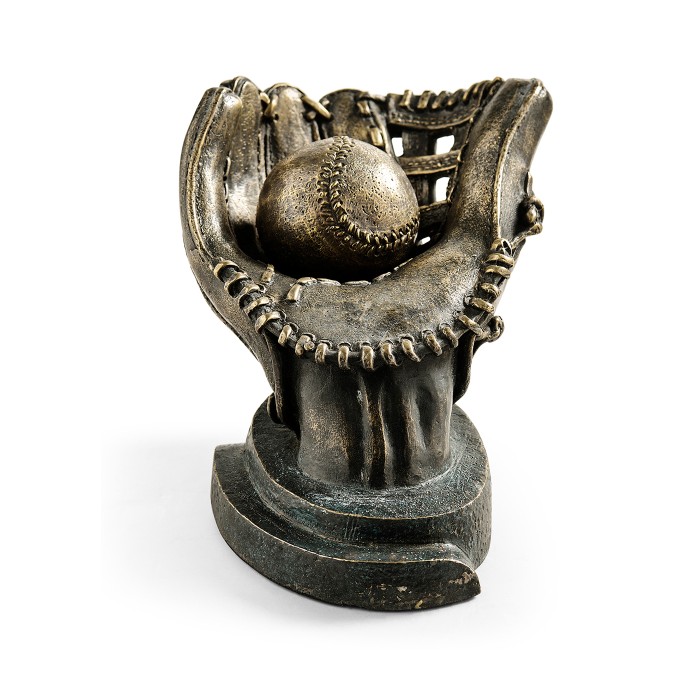 Antique Dark Bronze Baseball Mitt & Ball