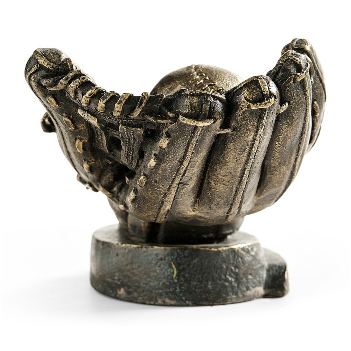 Antique Dark Bronze Baseball Mitt & Ball