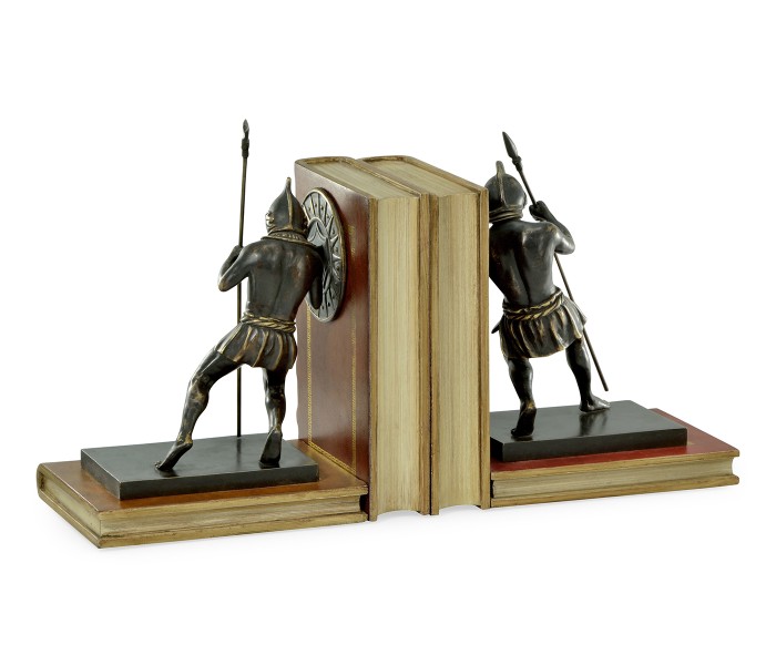 Pair of Antique Dark Bronze Roman Gladiator Bookends