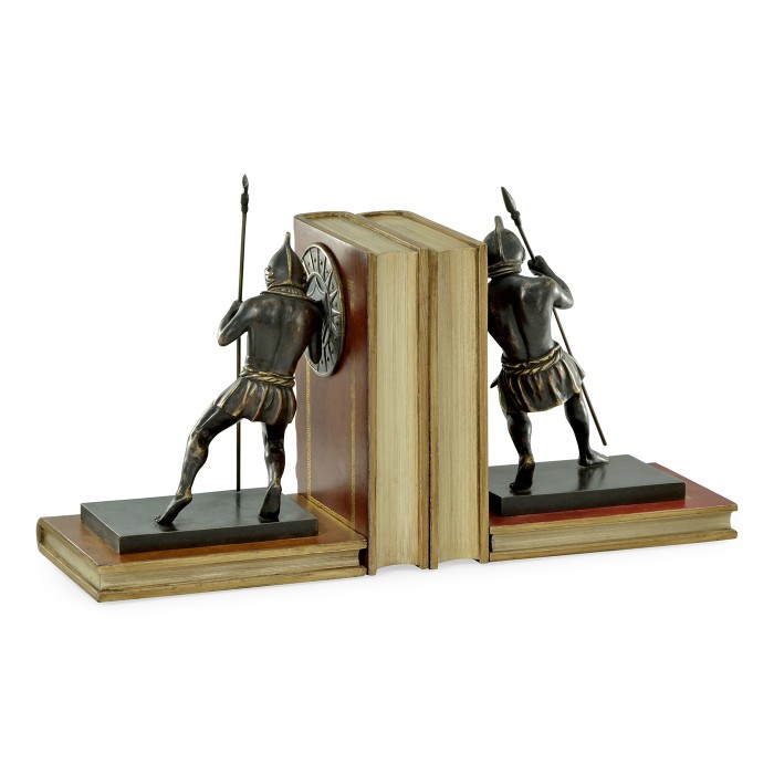 Pair of Antique Dark Bronze Roman Gladiator Bookends