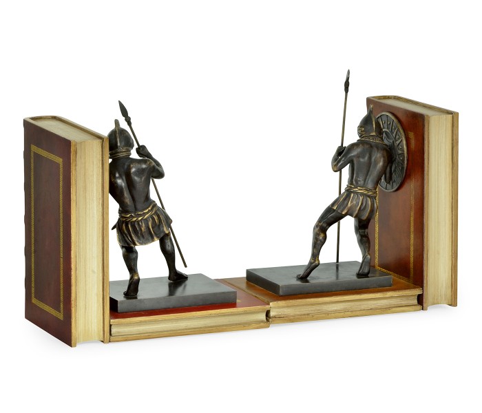 Pair of Antique Dark Bronze Roman Gladiator Bookends
