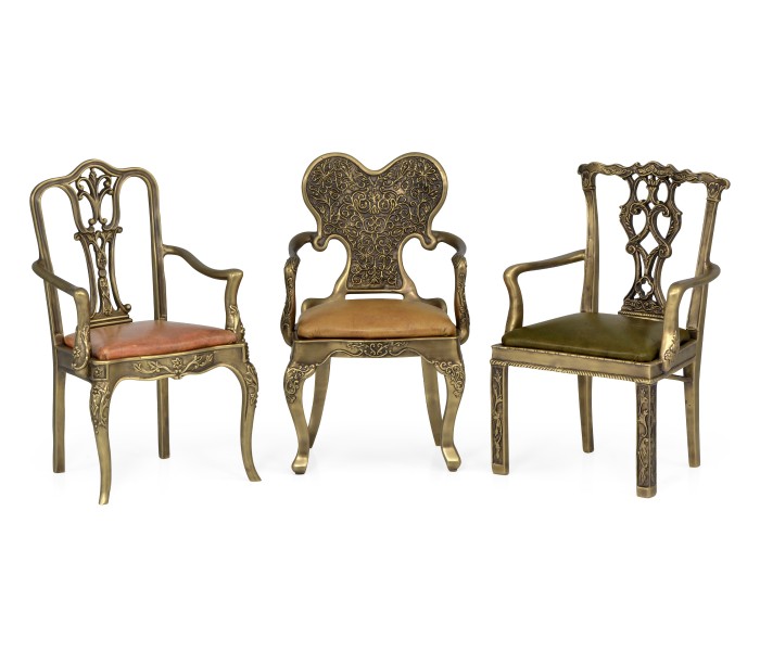 Set of Light Brass Miniature Dining Chairs