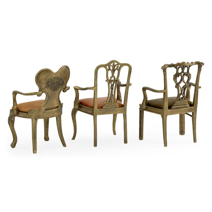 Set of Light Brass Miniature Dining Chairs