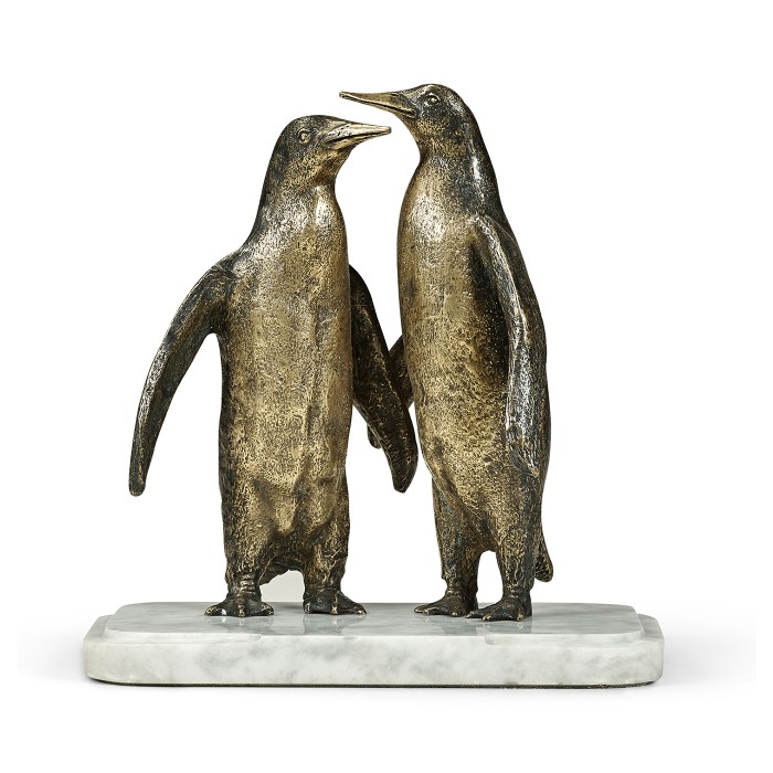 Anitque Dark Bronze Penguins