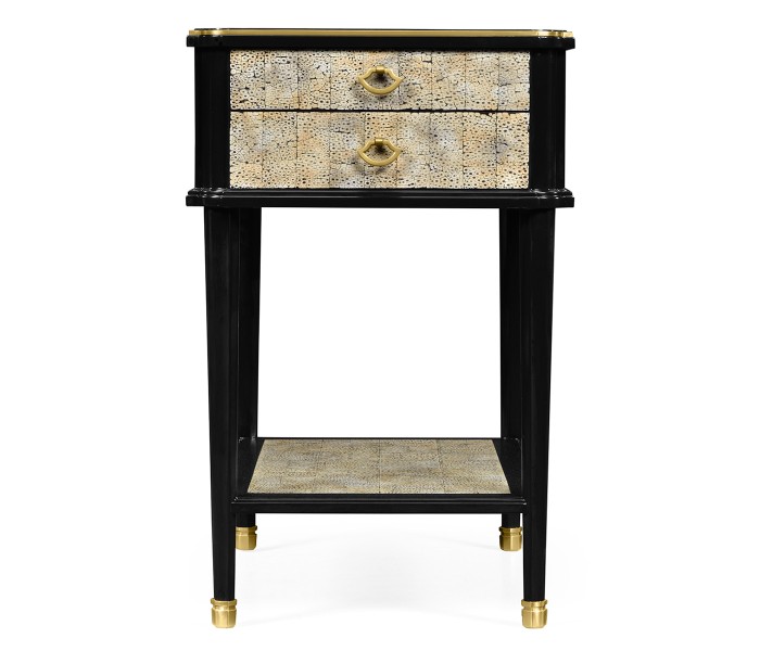Black End Table with Eggshell & Bronze Detailing