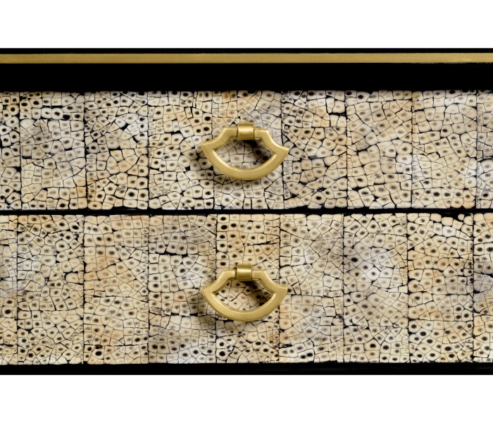 Black End Table with Eggshell & Bronze Detailing
