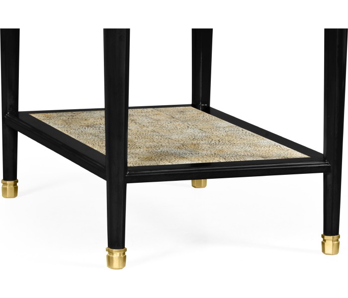 Black End Table with Eggshell & Bronze Detailing