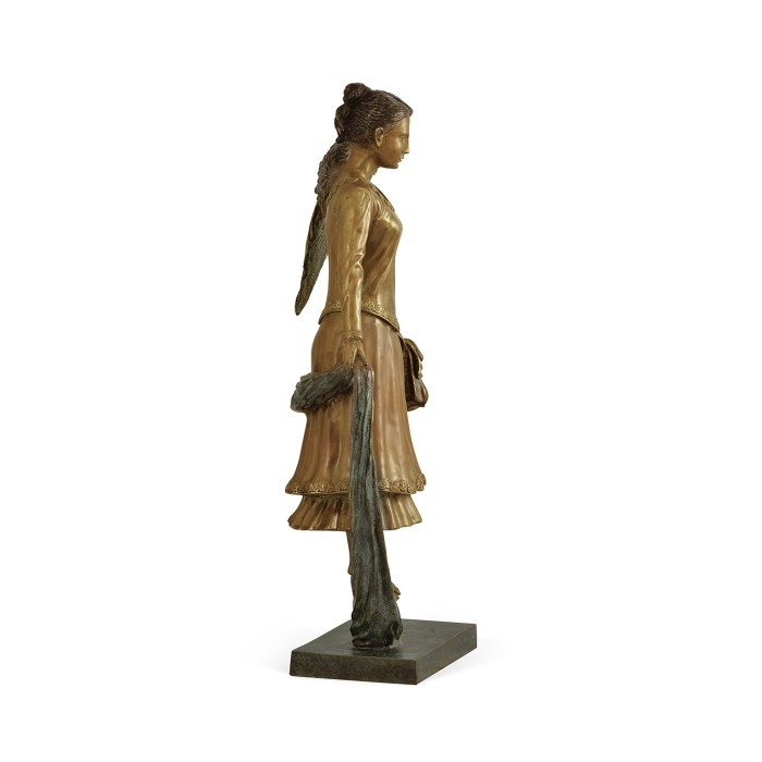Antique Light Brown Brass Hovering Angel