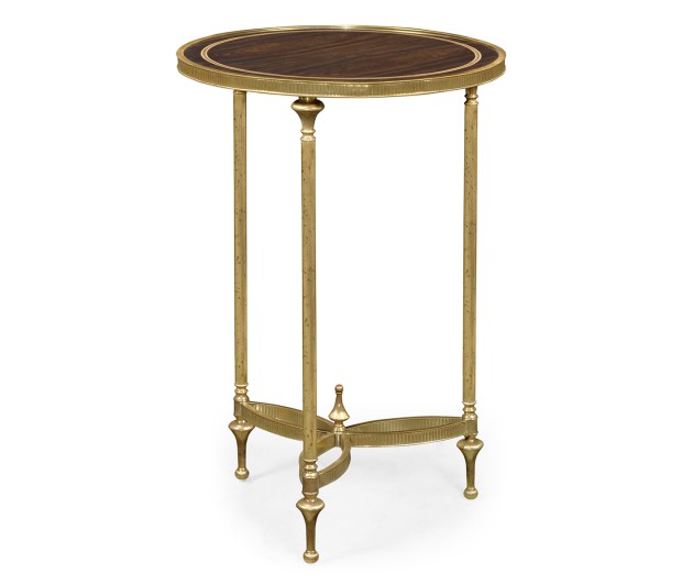 Small Round Dark Santos & Brass End Table