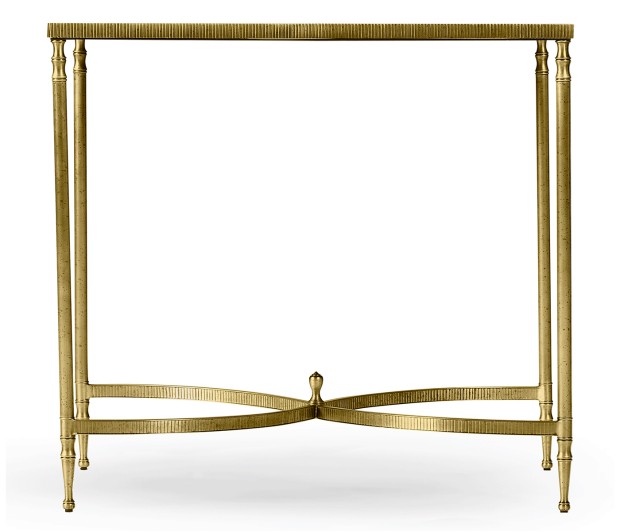 Rectangular Antique Brass End Table with Antique Mirror Top