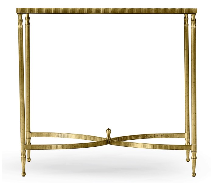 Rectangular Antique Brass End Table with Antique Mirror Top