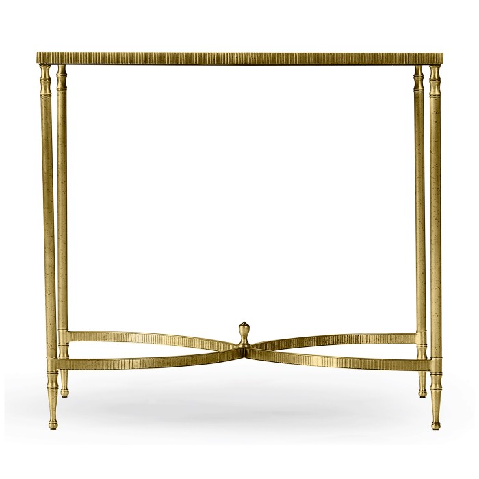 Rectangular Antique Brass End Table with Antique Mirror Top