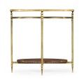 Oval Brass & Dark Santos Lamp Table with Antique Mirror Top