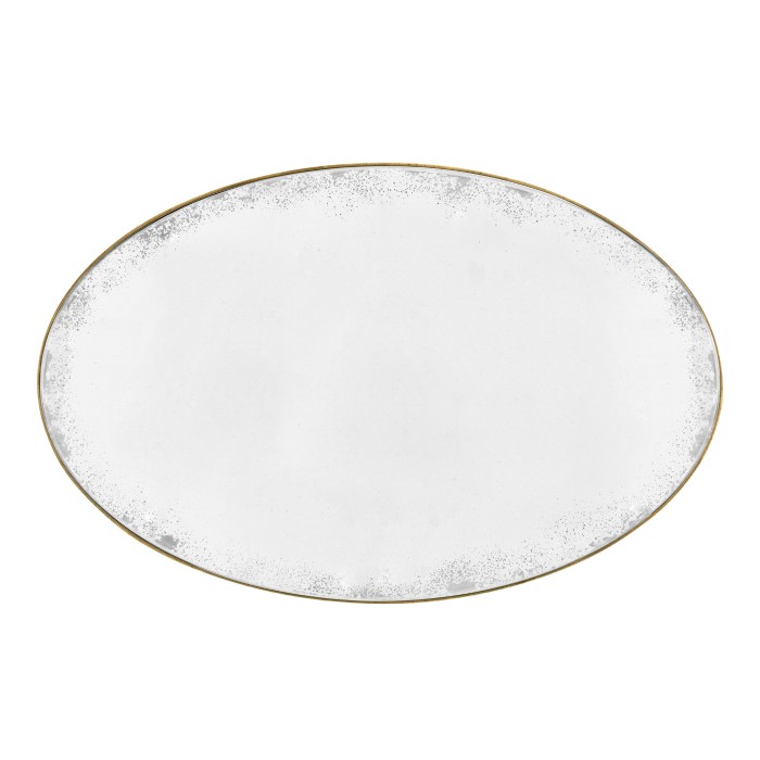 Oval Brass & Dark Santos Lamp Table with Antique Mirror Top