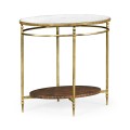 Oval Brass & Dark Santos Lamp Table with Antique Mirror Top