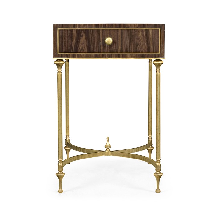 Rectangular Dark Santos & Brass End Table