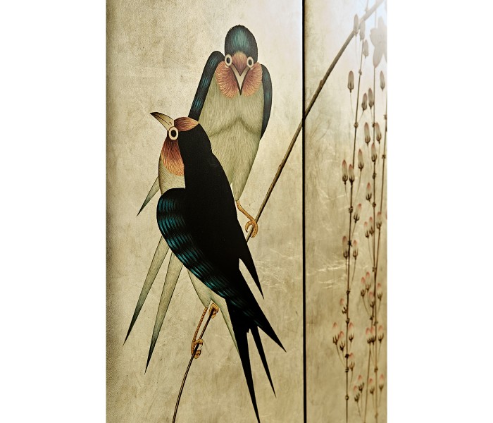 Handpainted on Light Gold Foil Drinks Cabinet