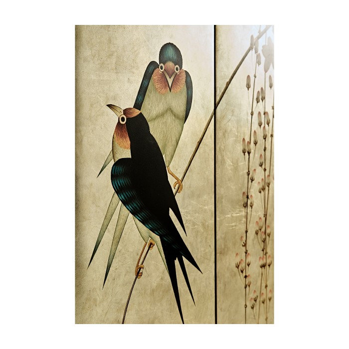 Handpainted on Light Gold Foil Drinks Cabinet