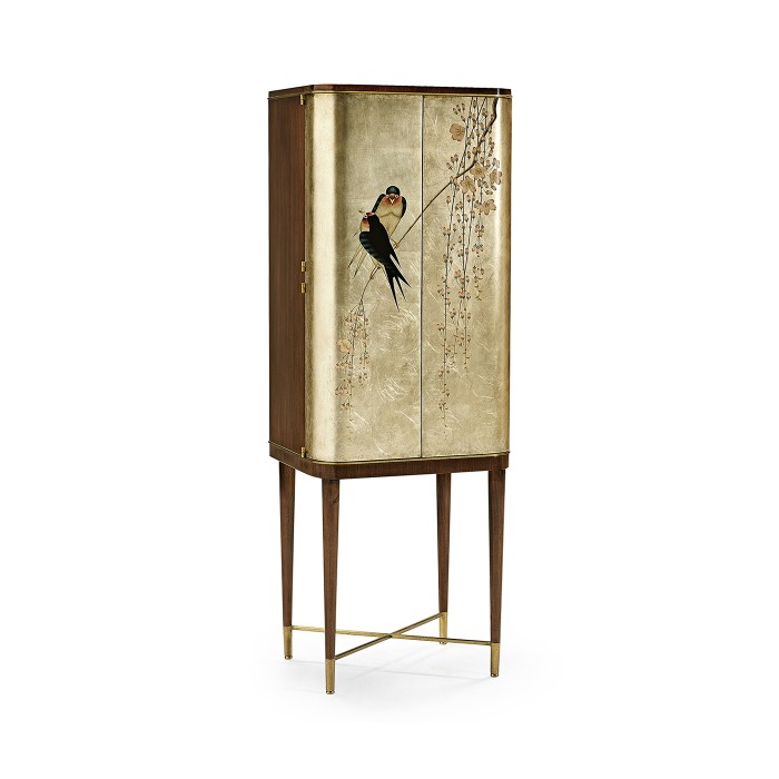 Handpainted on Light Gold Foil Drinks Cabinet