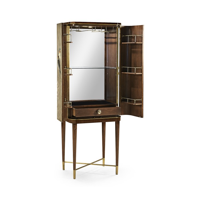 Handpainted on Light Gold Foil Drinks Cabinet