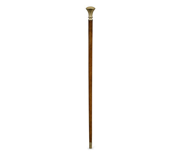 Mahogany Walking Stick with Brass Pommel Topper