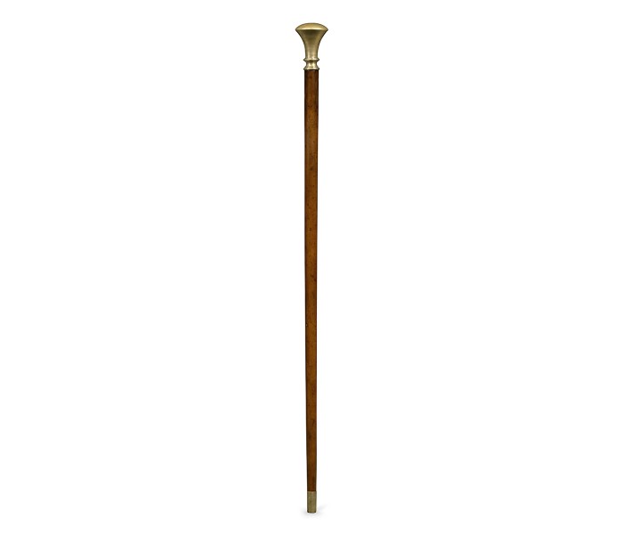 Mahogany Walking Stick with Brass Pommel Topper