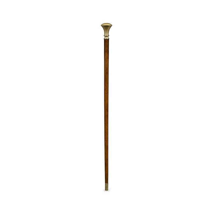 Mahogany Walking Stick with Brass Pommel Topper