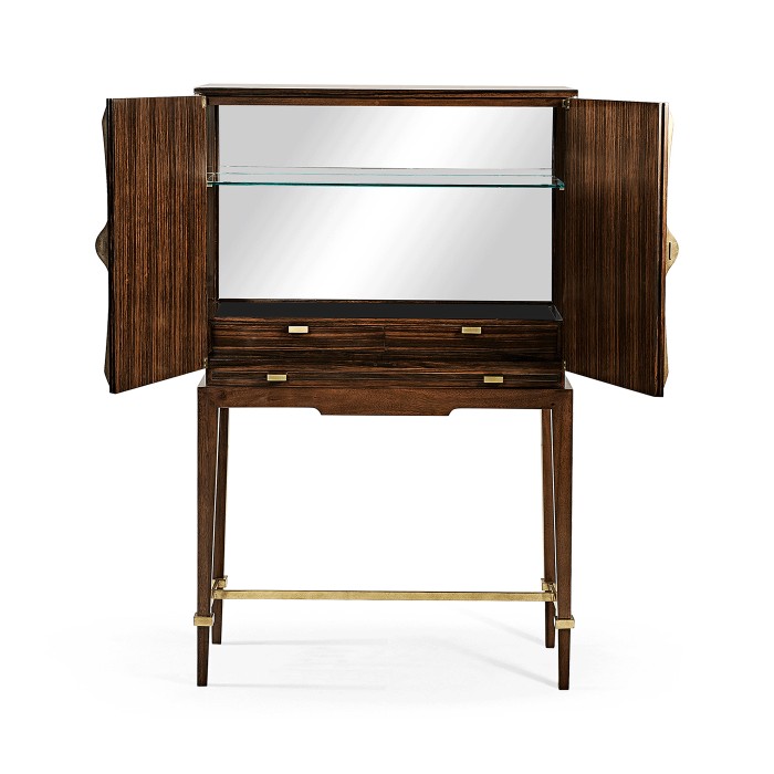 Ebony & Ribbed Antique Satin Brass Drinks Cabinet