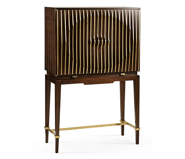 Ebony & Ribbed Antique Satin Brass Drinks Cabinet