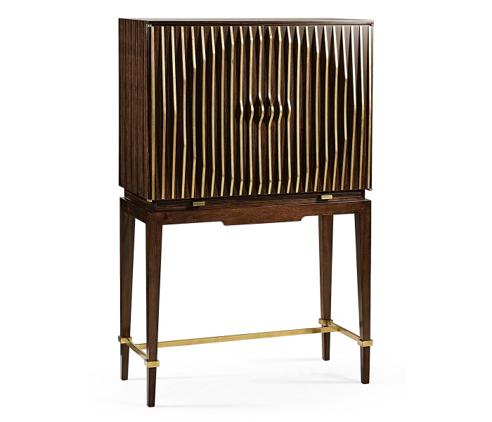 Ebony & Ribbed Antique Satin Brass Drinks Cabinet